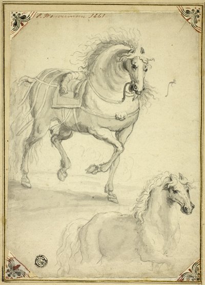 トロット馬のスケッチ2点 作： Philips Wouwerman