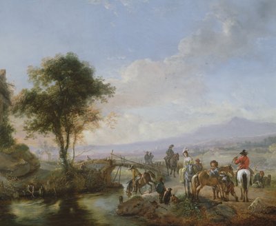 ホーキングパーティー（銅に油彩） 作： Philips Wouwerman