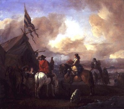 軍の野営地の騎兵（パネル） 作： Philips Wouwermans or Wouwerman