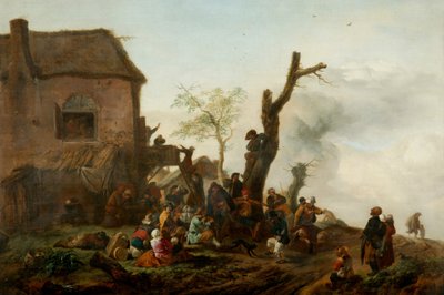 宿の前の陽気な仲間たち 作： Philips Wouwermans or Wouwerman