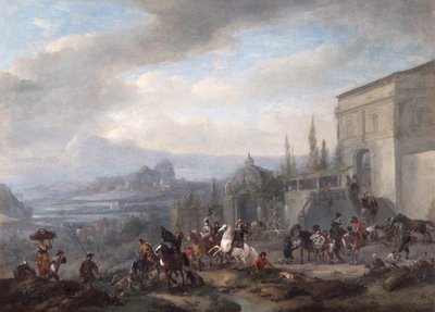 ホーキング隊の出発、1650年頃（キャンバスに油彩） 作： Philips Wouwermans or Wouwerman