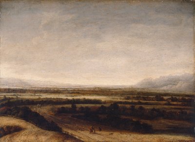 遠くの丘が見える平坦な風景 作： Phillips de Koninck