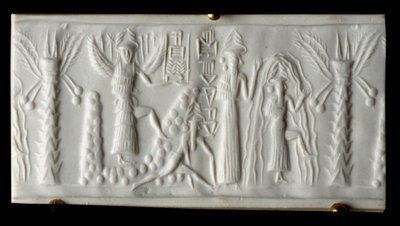 フェニキア文明：水の神が「春の誕生」の印を言う。紀元前2200年。テッロよりパリ・ルーヴル美術館 作： Phoenician Phoenician
