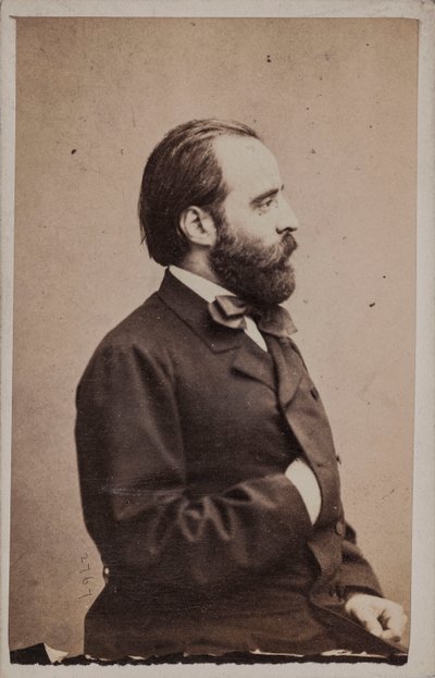 指揮者で作曲家のアンジェロ マリアーニの肖像 (1821～1873 年)。 作： Photo studio Giulio Rossi and Giovan
