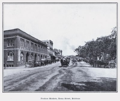 ブリスベン、ローマストリートの農産物市場（モノクロ写真 作： Photographer Australian