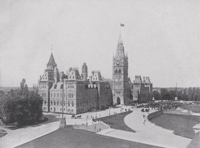オタワの国会議事堂の中央ブロック（モノクロ写真 作： Photographer Canadian