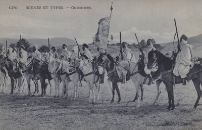 フランスのアフリカ軍に所属していたイスラム教徒の兵士、モロッコのグミエ（モノクロ写真 作： Photographer French