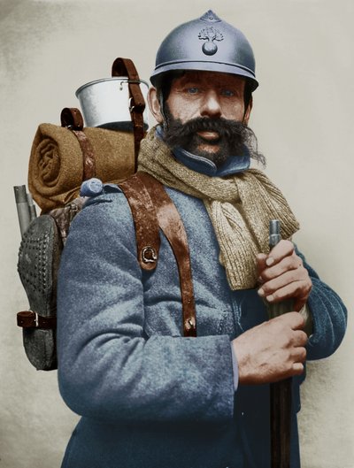 第一次世界大戦の軍服を着たフランス兵の肖像（カラー写真） 作： Photographer French