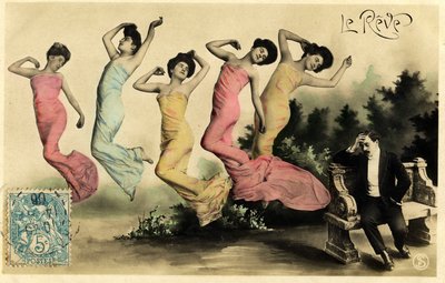 20世紀初頭のポストカード、タイトルは「the dream」（写真 作： Photographer French