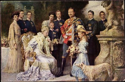 アーティストAk Kaiser Wilhelm II, Auguste Viktoria, Viktoria Luise, Greyhound, Prussia（モノクロ写真） 作： Photographer German