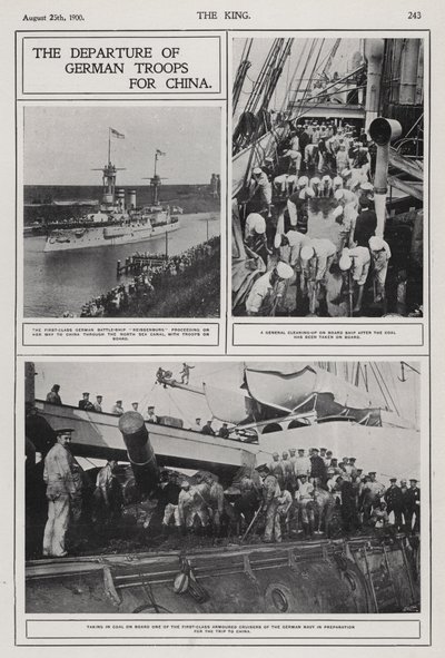 義和団の乱を鎮圧するために中国に向かうドイツ軍の出発（1900年8月）（モノクロ写真 作： Photographer German