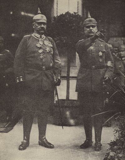 フォン・ヒンデンブルク陸軍大将とルーデンドルフ大将、ドイツ陸軍司令官（カラーリトグラフ） 作： Photographer German