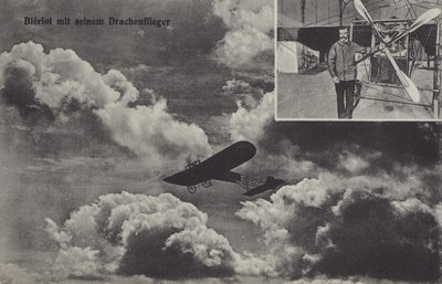 フランスの飛行家ルイ・ブレリオとその単葉機（モノクロ写真 作： Photographer German