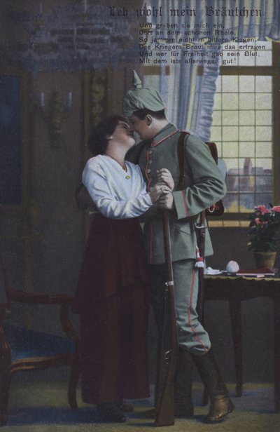 出征前に妻に別れを告げるドイツ軍兵士（カラー写真 作： Photographer German