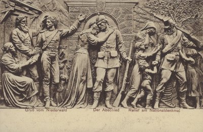 ドイツ統一記念碑「Nationaldenkmal」のレリーフ「別れ」（ヘッセン州ルーデスハイム・アム・ライン）（モノクロ写真 作： Photographer German