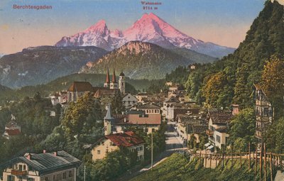 ドイツ、ベルヒテスガーデンのワッツマン山。1913年に送られた絵葉書。 作： Photographer German