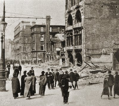 1916年4月、イースター蜂起後のダブリン（モノクロ写真 作： Photographer Irish
