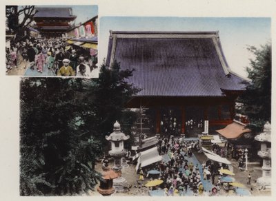 日本、1912年頃。東京・浅草公園の観音寺とその境内と各種ショー（写真 作： Photographer Japanese