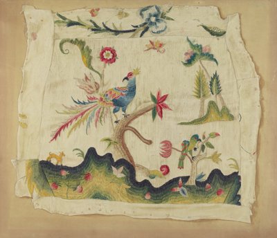 Crewel刺繍入りチェアシート、c。 1936年。 作： Phyllis Dorr