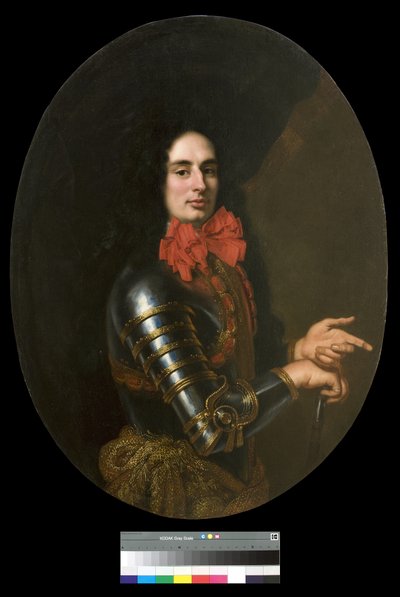 鎧と赤いスカーフを持つ紳士の肖像、1650-70 作： Pier Francesco Cittadini