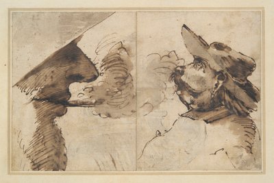 2 つの男性の頭の似顔絵 作： Pier Francesco Mola
