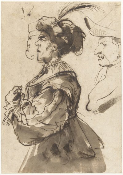ドレッシーな老女の似顔絵 作： Pier Francesco Mola