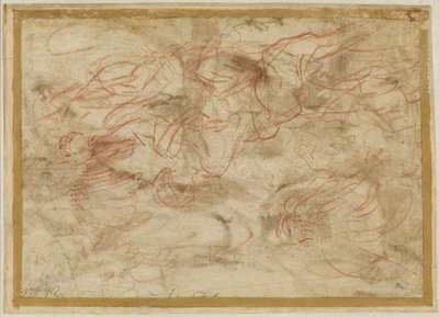 砂漠でハガルに現れる天使 1660年頃（紙に赤チョーク） 作： Pier Francesco Mola