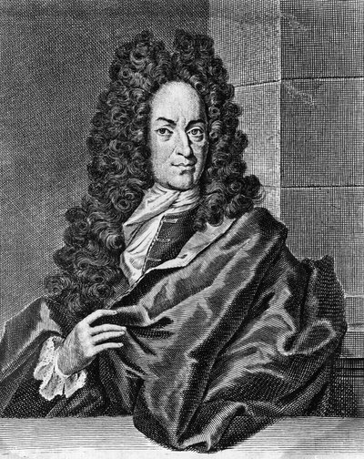 ドイツの医師・化学者Georg Ernst Stahl (1659-1734)の肖像、『Halae Magdeburgicae, Opusculum chimico-physico-medicum』のエングレーヴィング。 作： Blaise Nicolas Le Sueur