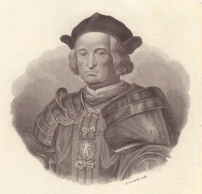 イタリアの軍人・政治家Gian Giacomo Trivulzio（1440-1518）の肖像、Locatelliによる銅版画 作： Blaise Nicolas Le Sueur