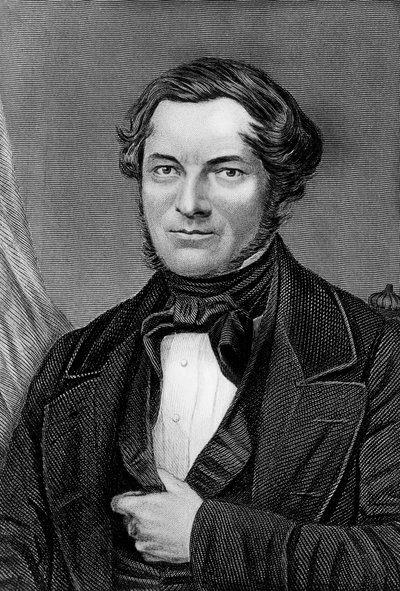 ロバート・ウィルヘルム・エーベルハルト・ブンゼン（1811-1899）の肖像（ドイツの化学者・物理学者、エングレービング 作： Blaise Nicolas Le Sueur