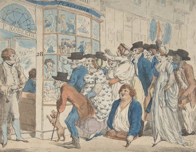 ピアシー・ロバーツの似顔絵屋、28 Middle Row、ホルボーン、1801。 作： Piercy Roberts