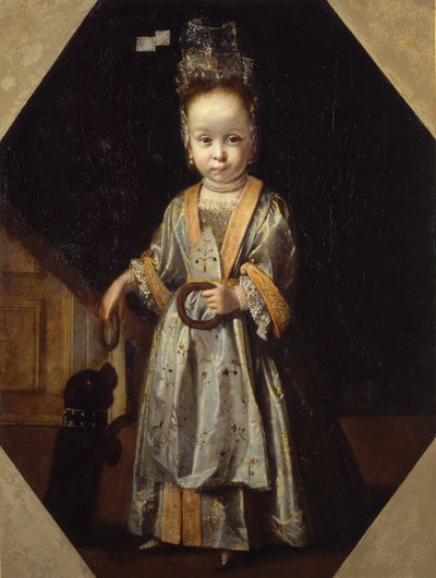 子犬を持つ少女の肖像画 作： Pierfrancesco Cittadini