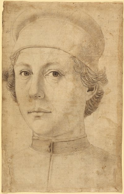 帽子をかぶった若い男、頭と肩の肖像画 作： Piero del Pollaiolo
