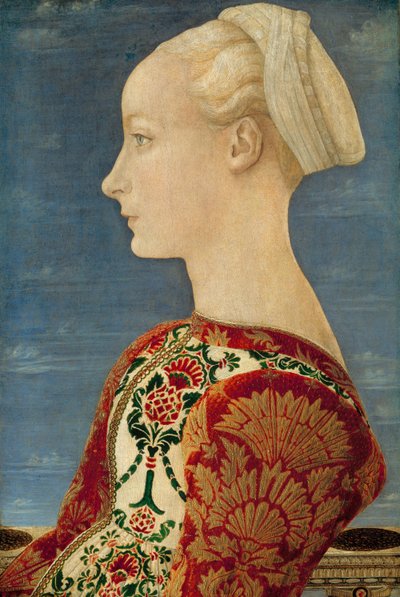 若い婦人の横顔 1465年頃 パネルに油彩 作： Piero del Pollaiuolo