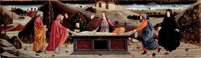 ミゼリコルディアのポリプティク: イエス・キリストの体の周り: 聖ヨハネ、聖母マリア、聖マグダラのマリア、アリマティアの聖ヨセフ、聖ニコデマ 作： Piero della (school of) Francesca