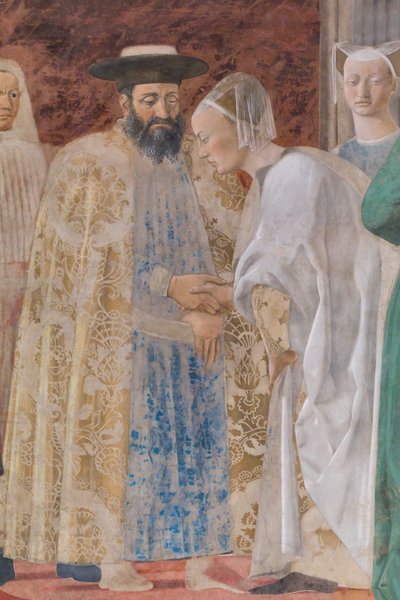 十字架の礼拝とソロモンとシバの女王の出会い、詳細 作： Piero della Francesca