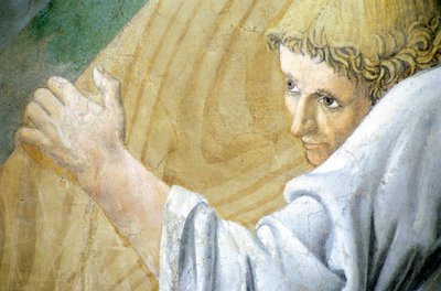 ピエロ・デラ・フランチェスカ作「聖なる木の運搬を示す真の十字架の伝説」の詳細 作： Piero della Francesca