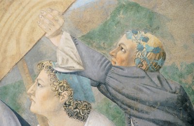 ピエロ・デラ・フランチェスカ作「聖なる木の運搬を示す真の十字架の伝説」の詳細 作： Piero della Francesca