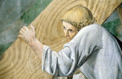 ピエロ・デラ・フランチェスカ作「聖なる木の運搬を示す真の十字架の伝説」の詳細 作： Piero della Francesca