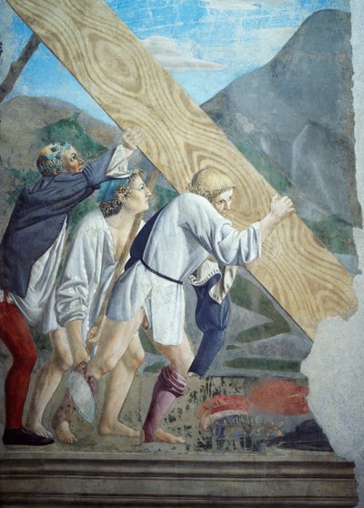 ピエロ・デラ・フランチェスカ作「聖なる木の運搬を示す真の十字架の伝説」の詳細 作： Piero della Francesca