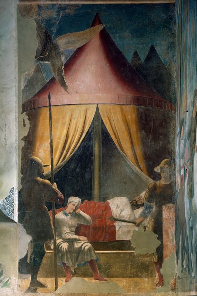 真の十字架の歴史。コンスタンティヌスの夢(フレスコ画、1459年から1466年の間) 作： Piero della Francesca