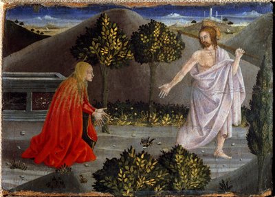 Noli me tangere.慈悲のポリプティク。(木の上の絵 作： Piero della Francesca