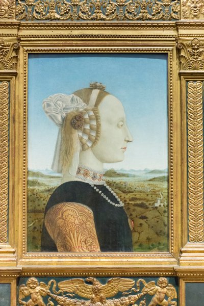 ウルビーノ公爵夫人の肖像、バッティスタ・スフォルツァ 作： Piero della Francesca