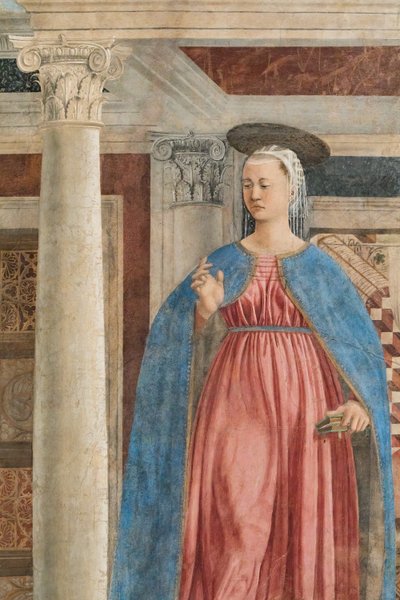 受胎告知、『真の十字架の物語』（フレスコ画）の細部 作： Piero della Francesca
