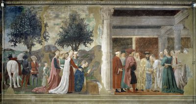 真の十字架の伝説、聖木崇拝の詳細、ソロモンとシバの女王の出会い 作： Piero della Francesca