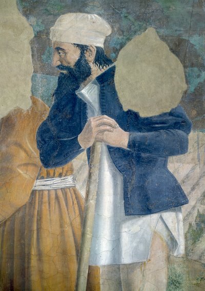 真の十字架の伝説、十字架の発見、見物人の詳細、1464年のフレスコ画 作： Piero della Francesca