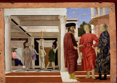 キリストの鞭毛、1444-50（木の上の油とテンペラ） 作： Piero della Francesca