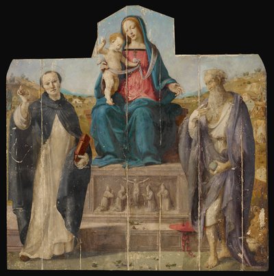 聖者ヴィンセント・フェレールとジェロームと聖母子 作： Piero di Cosimo
