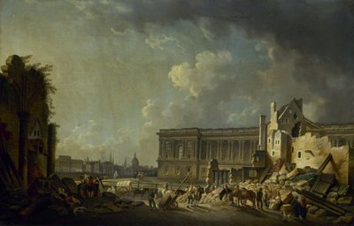 ルーヴル美術館の柱廊の撤去、1756年頃（油彩） 作： Pierre Antoine Demachy