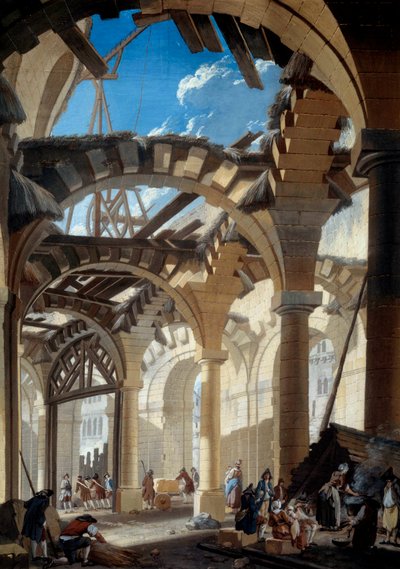 ピエール・ドゥマシーによるパリ絵画の新しいホールの建設 作： Pierre Antoine Demachy